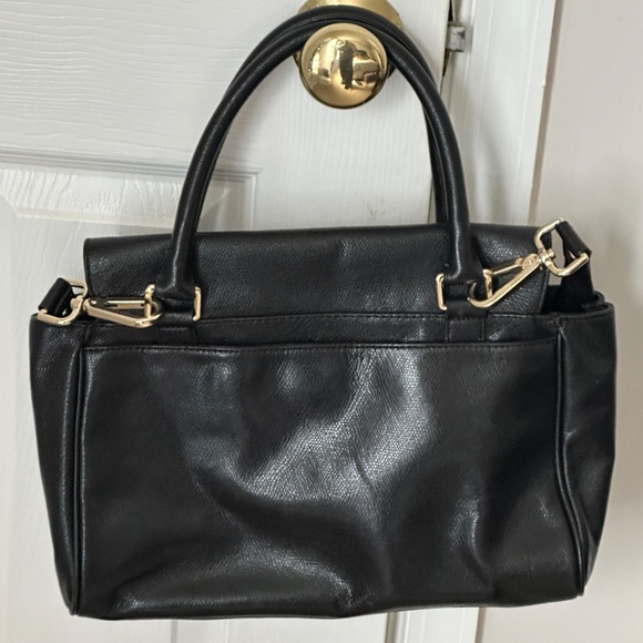 Talbots Black Leather Tassel 2 Ways Turnlock Closure Satchel Shoulder Bag - Picture 3 of 8